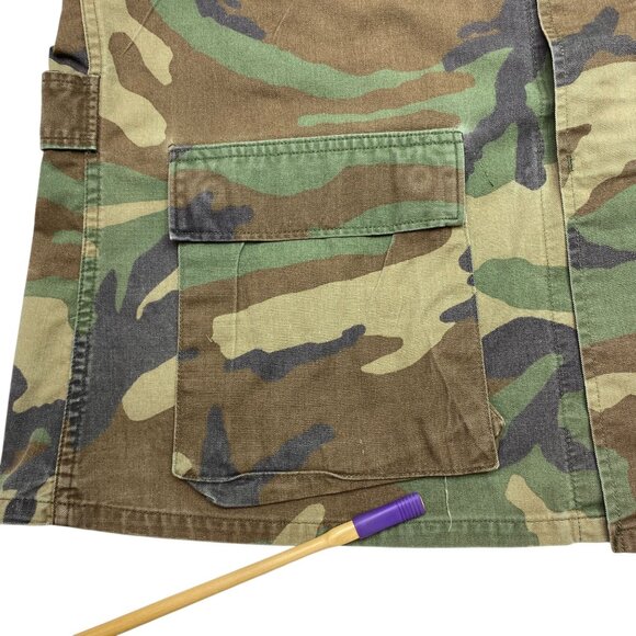 Vintage US ARMY Combat BDU Woodland Camo Field Jacket Shirt Ironside Patches - Picture 14 of 16